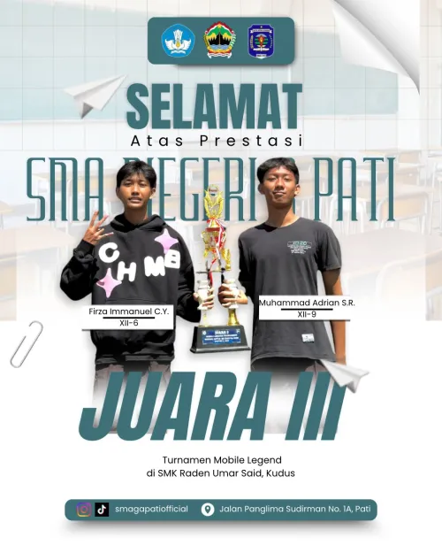  Selamat dan Sukses kepada Ananda :Firza Immanuel C.Y Kelas XII-6 dan Ananda Muhammad Adrian S.R Kelas XII-9 