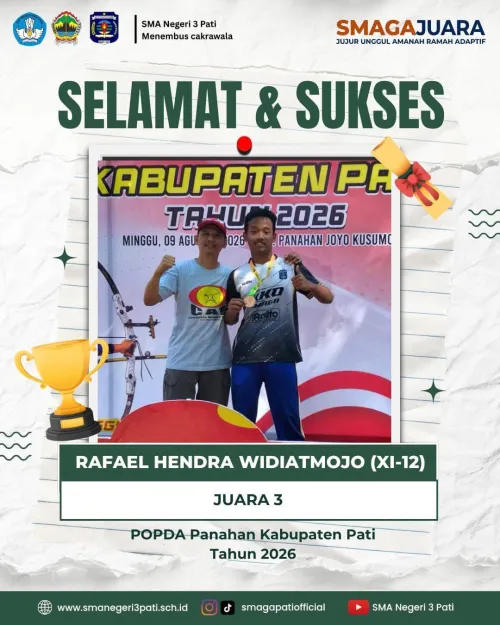 Selamat & Sukses kepada  Rafael Hendra Widiatmoko (XI-12)