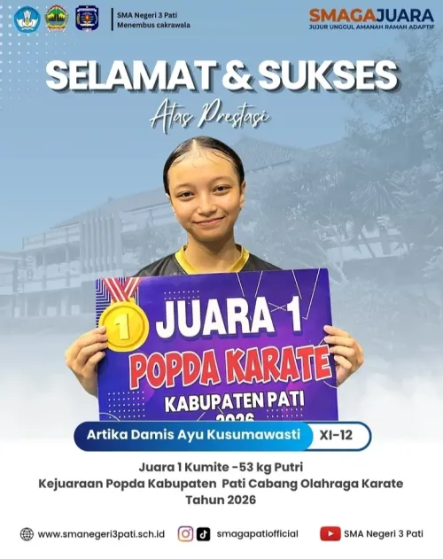 Selamat dan sukses kepada Artika Damis Ayu Kusumawasti ( XI-12)