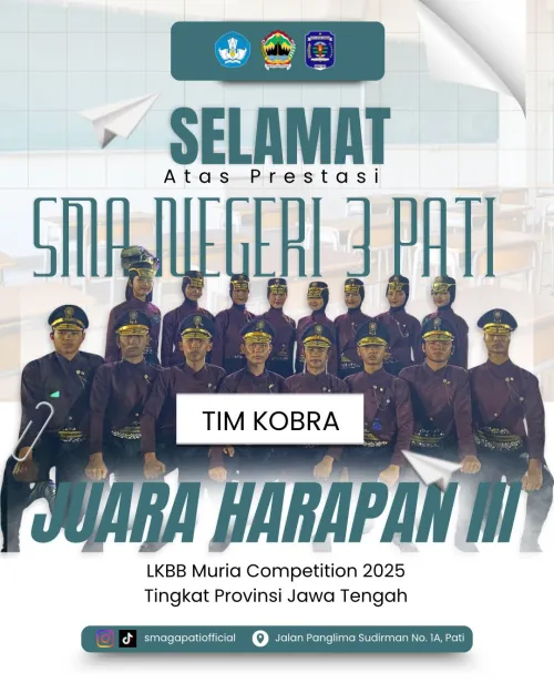 TIM KOBRA SMA NEGERI 3 PATI JUARA HARAPAN III dalam LKBB Muria Competition 2025 Tingkat Provinsi Jawa Tengah