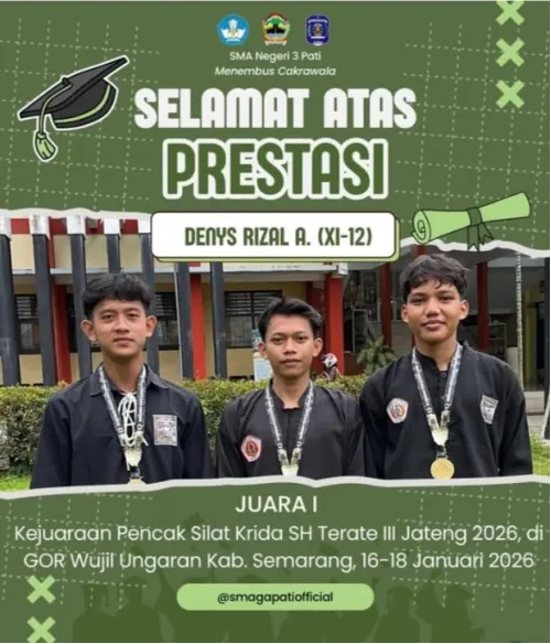 Selamat atas Prestasi yang diraih kepada Ananda Denys Rizal A. kelas XI-12 meraih Juara I