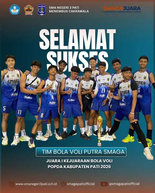 Tim Bola Voli Putra SMAGA meraih Juara I Kejuaraan Bola Voli POPDA Kabupaten Pati 2026.