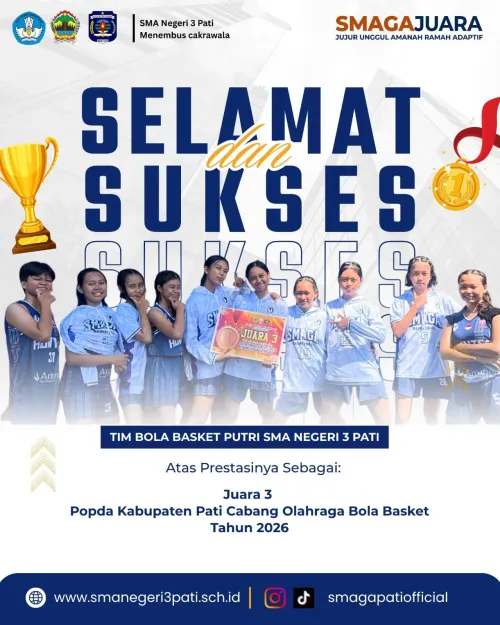 TIM BOLA BASKET PUTRI SMA NEGERI 3 PATI  JUARA 3 POPDA KABUPATEN PATI CABANG OLAHRAGA BOLA BASKET TAHUN 2026