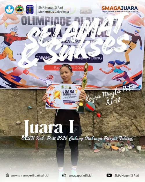 Selamat atas prestasi KEYRA MAYLA PUTRI ADISTI ( XI-12 ) JUARA I