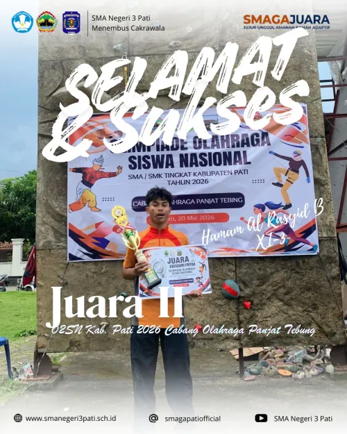 Selamat atas prestasi HAMMAM AL RASYID BAGUS NUGROHO ( XI-3 ) JUARA II