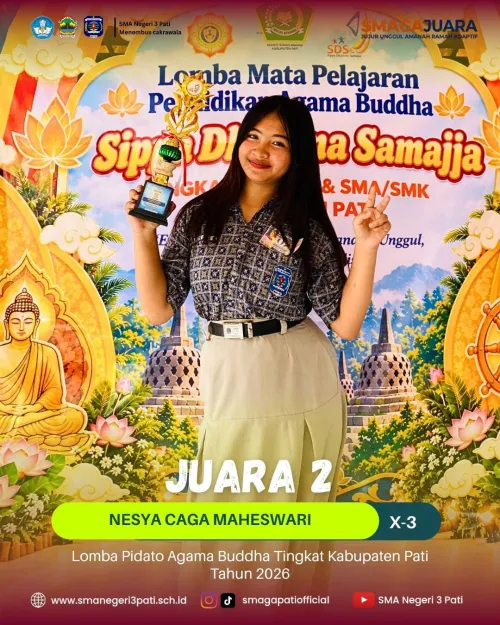 Selamat & Sukses Kepada ananda Nesya Caga Maheswari ( X-3) atas Prestasi yang telah diraih.