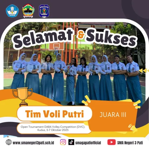 Tim Voli Putri SMA Negeri 3 Pati Meraih Juara III 