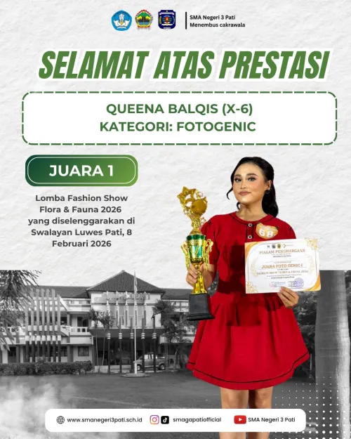 Selamat dan sukses kepada ananda QUEENA BALQIS ( X-6) raih juara 1