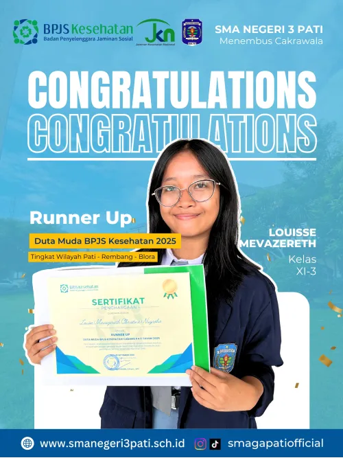 Congratulations to Louisse Mevazereth Christine Nugroho as Runner Up of Duta Muda BPJS Kesehatan 2025 Tingkat Wilayah Pati-Rembang-Blora