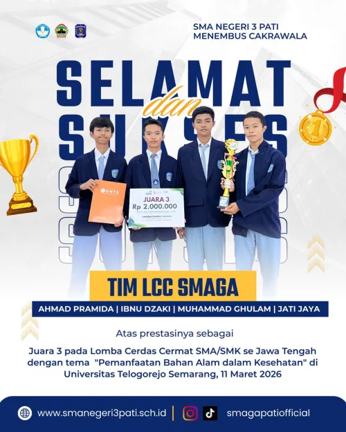 Selamat TIM LCC SMAGA Juara III Lomba Cerdas Cermat Tingkat Jateng