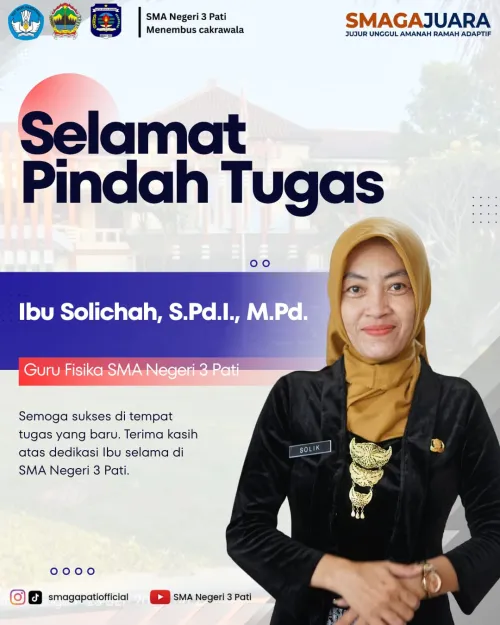 Selamat Pindah Tugas Kepada Yth. Ibu Solichah,S.Pd.I.,M.Pd