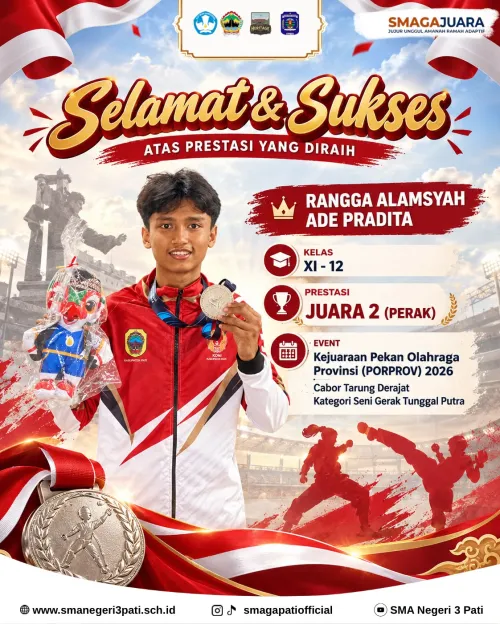 Selamat & Sukses Kepada ananda RANGGA ALAMSYAH ADE PRADITA (XI-12) atas Prestasi yang telah diraih.