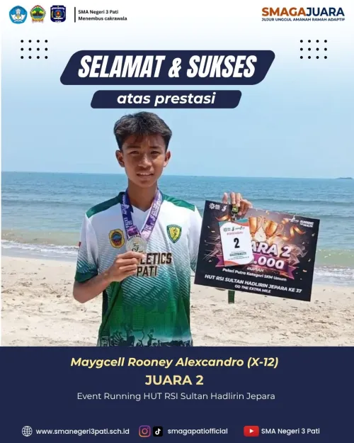 Selamat kepada ananda: Maygcell Rooney Alexcandro (X-12) atas prestasi yang telah diraih dalam event Running HUT RSI Sultan Hadlirin Jepara.