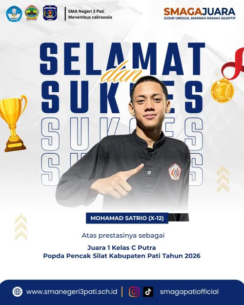 Selamat atas Prestasi yang diraih MOHAMAD SATRIO (X-12) 