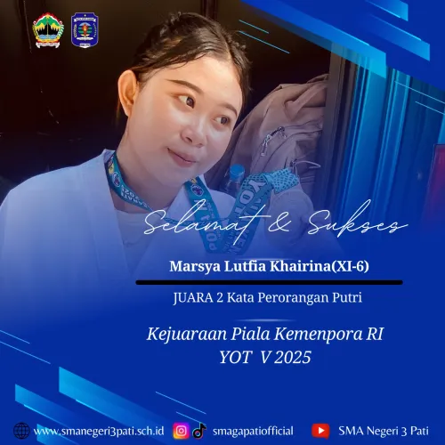 Selamat Kepada Ananda Marsya Lutfia Khairina ( XI-6) Juara 2 Kata Perorangan Putri dalam Kejuaraan Piala Kemenpora RI YOT V 2025 