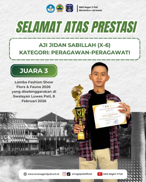 selamata dan sukses kepada ananda AJI JIDAN SABILLAH ( X-6) raih juara 3