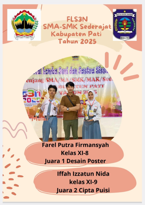 Selamat Ananda Farel Putra Firmansyah & Ananda Iffah Izzatun Nida Raih Juara FLSN SMA-SMK Sederajat Kab Pati Tahun 2025 