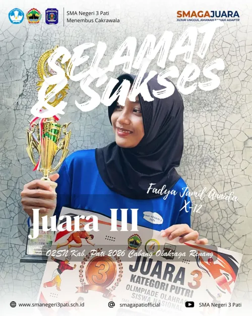 Selamat atas prestasi FADYA JAMIL ANNIDA ( X-12 ) JUARA III