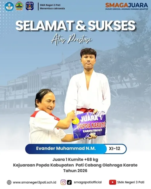 Selamat dan sukses kepada Evander Muhammad N.M. (XI-12)
