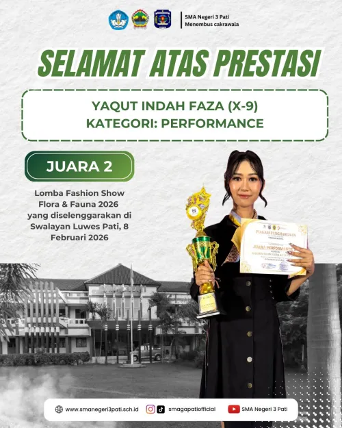 Selamat dan Sukses Kepada Ananda YAQUT INDAH FAZA ( X-9) raih juara 2 