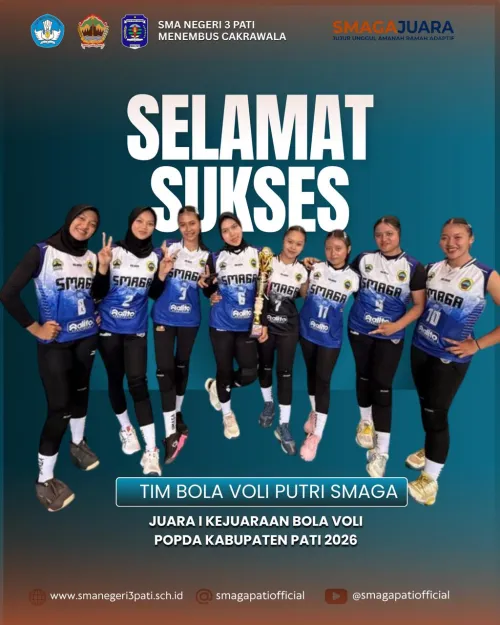 Tim Bola Voli Putri SMAGA Meraih Juara I Kejuaraan Bola Voli POPDA Kabupaten Pati 2026.