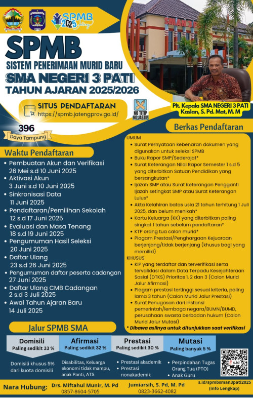 SPMB SMA Negeri 3 Pati Tahun Ajaran 2025/2026